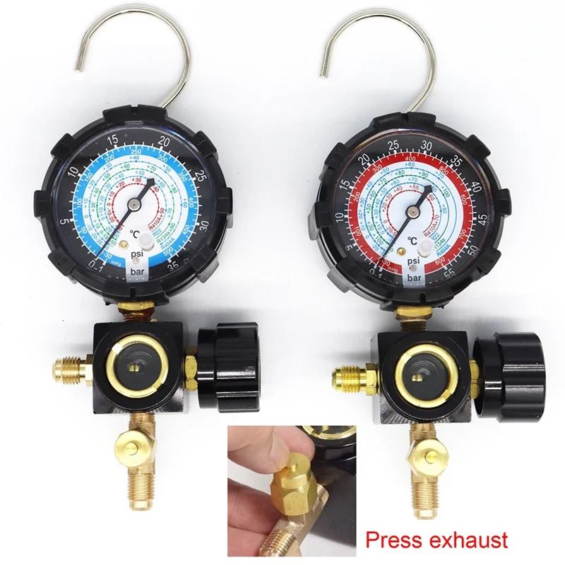 Pressure Gauge R410A R22 R404A Single Manifold Gauge With Control Valve For Air Condition Refrigerant Charging