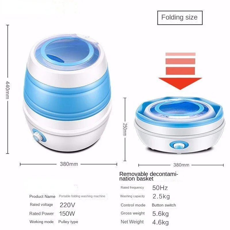 Hot SalesCompact Travel Washing Machine Portable Folding Mini Laundry Washer Household Use Small Semi-automatic Clothes Washer 2