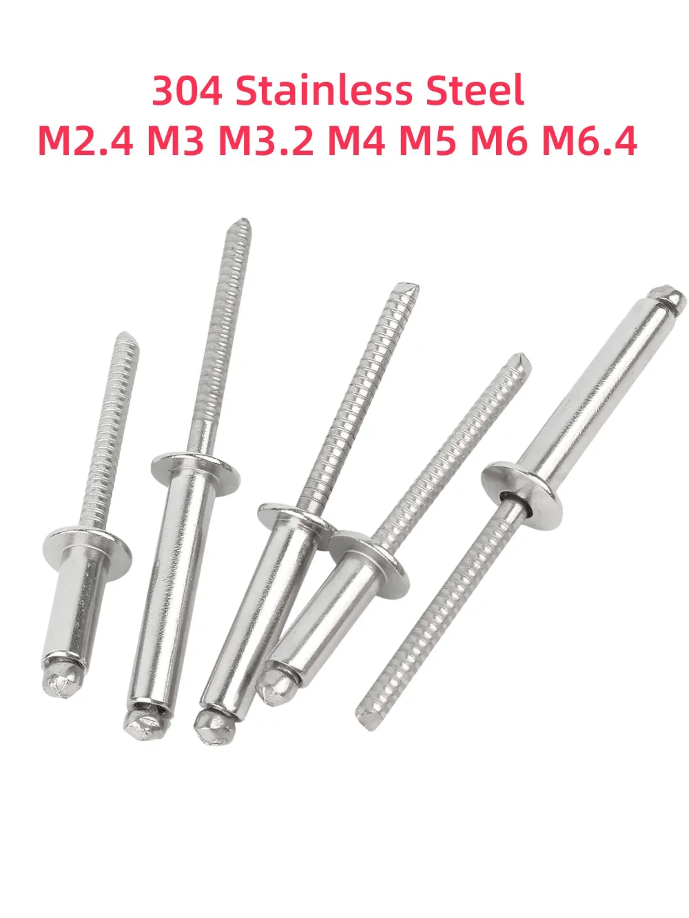 304 Stainless Steel Round Head Pop Blind Rivet M2.4‑M6.4 Anti‑Rust Decor Exhaust Rivet for Sheet Metal Furniture Repair