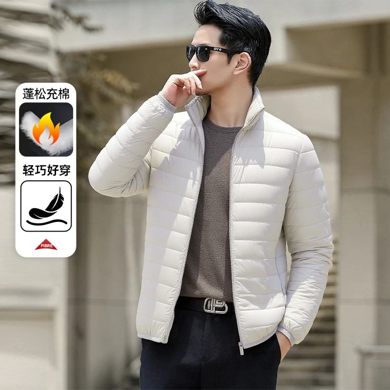 

2025 Winter Men's Solid Thick Warm Parka Jackets Casual Men fashion Coats Windbreak Cotton Padded stand-up collar Down Jacket