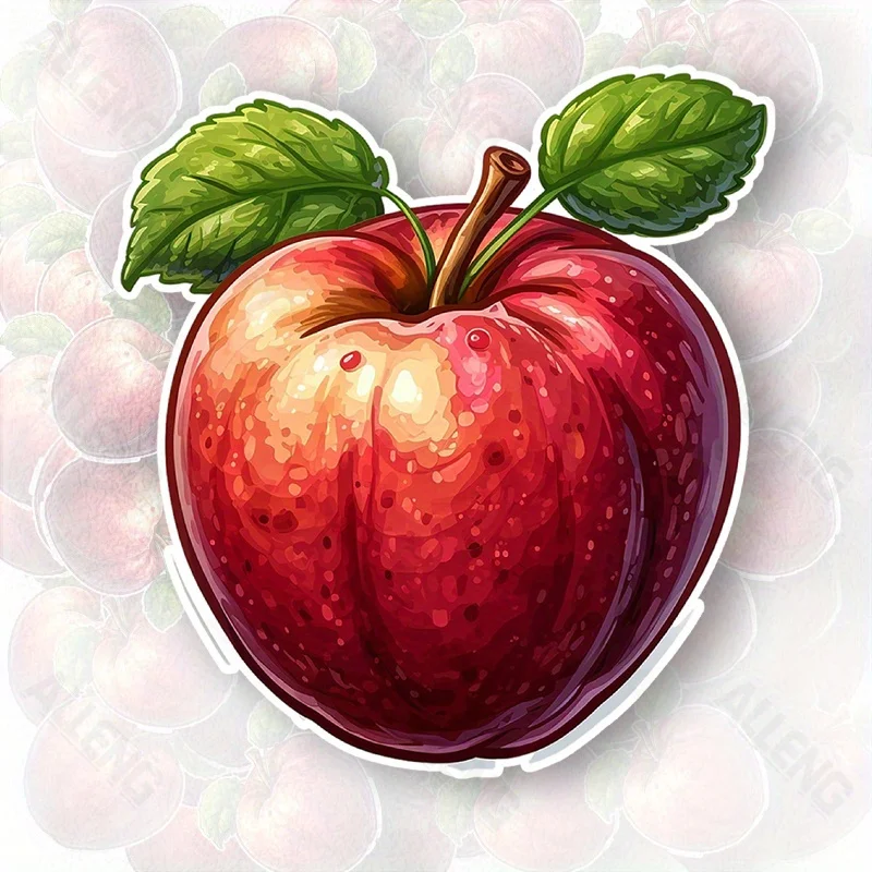 ALLENG Red Apple Vector Art Sticker - Premium PVC Adhesive for Cars, Trucks, Laptops, and Home Decor - Versatile Self-Adhesive