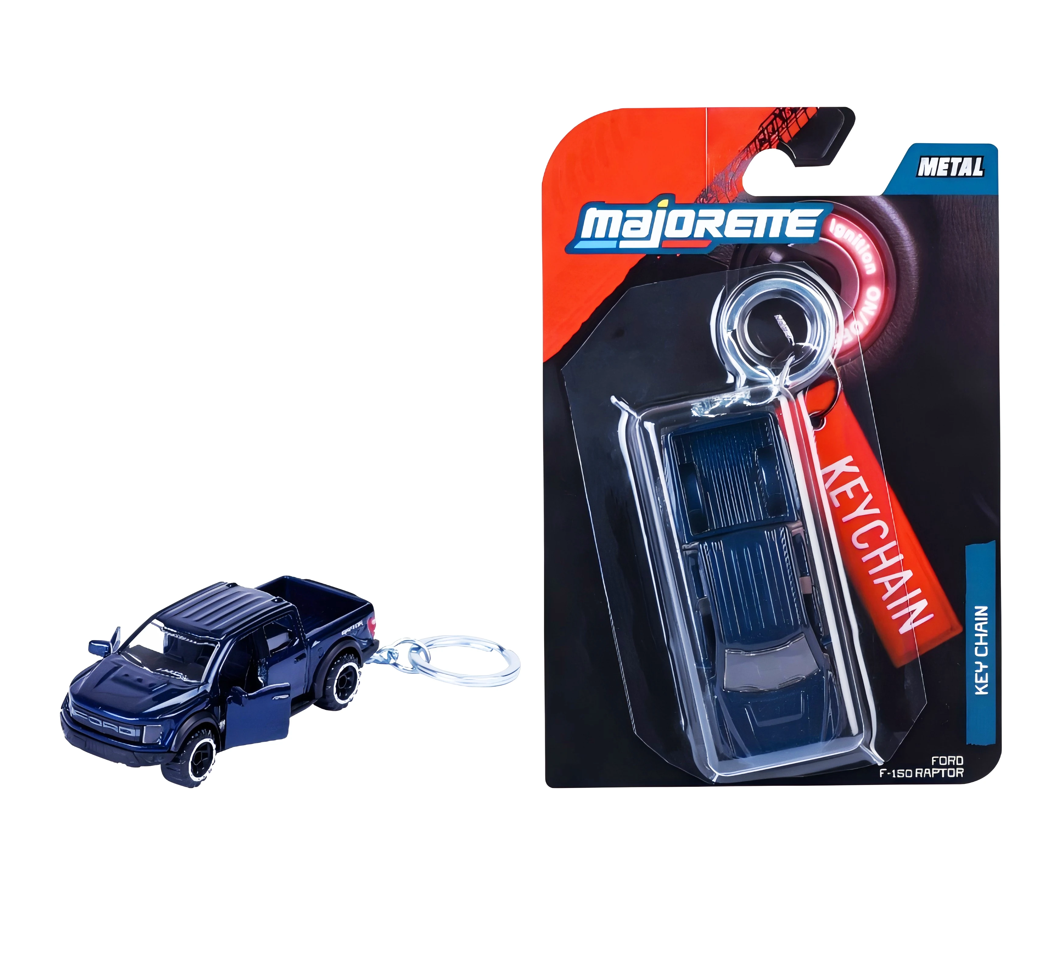 Majorette Diecast Car Model Keychain – Ford Raptor/Mustang Dark Horse/Toyota Hilux Revo Red&White Vehicle Keychain - view 3