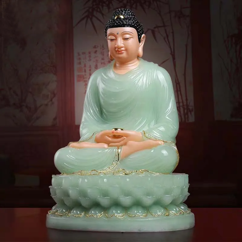 high grade buddha Southeast Asia home Family efficacious Talisman bless safe health good luck jade gilding Buddha statue