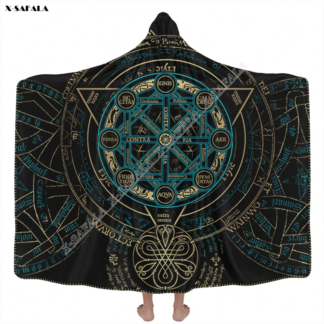 Constellation 2024  Tattoo 3D Printed Overcoat Hooded Blanket Coat Fleece Velvet Men Women Cloak Samurai Thick Warm Windproof