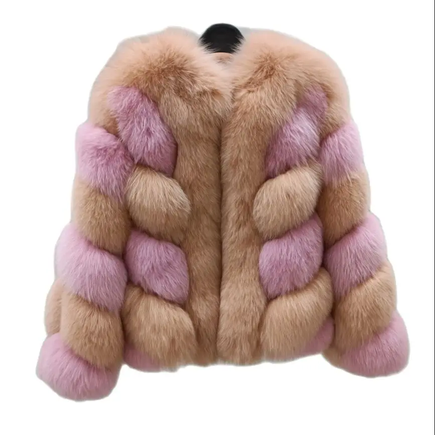 

2023 Fashion Thick Warm Fur Luxury Lady Streetwear Real Fox Fur Jacket Women Winter Coat Short Natural Fur Outerwear