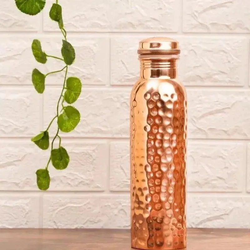 Hand Carved Copper Water Bottle 1000‑1500ml Handmade Yoga Drinking Vessel Vintage Water Container For Home Daily Use