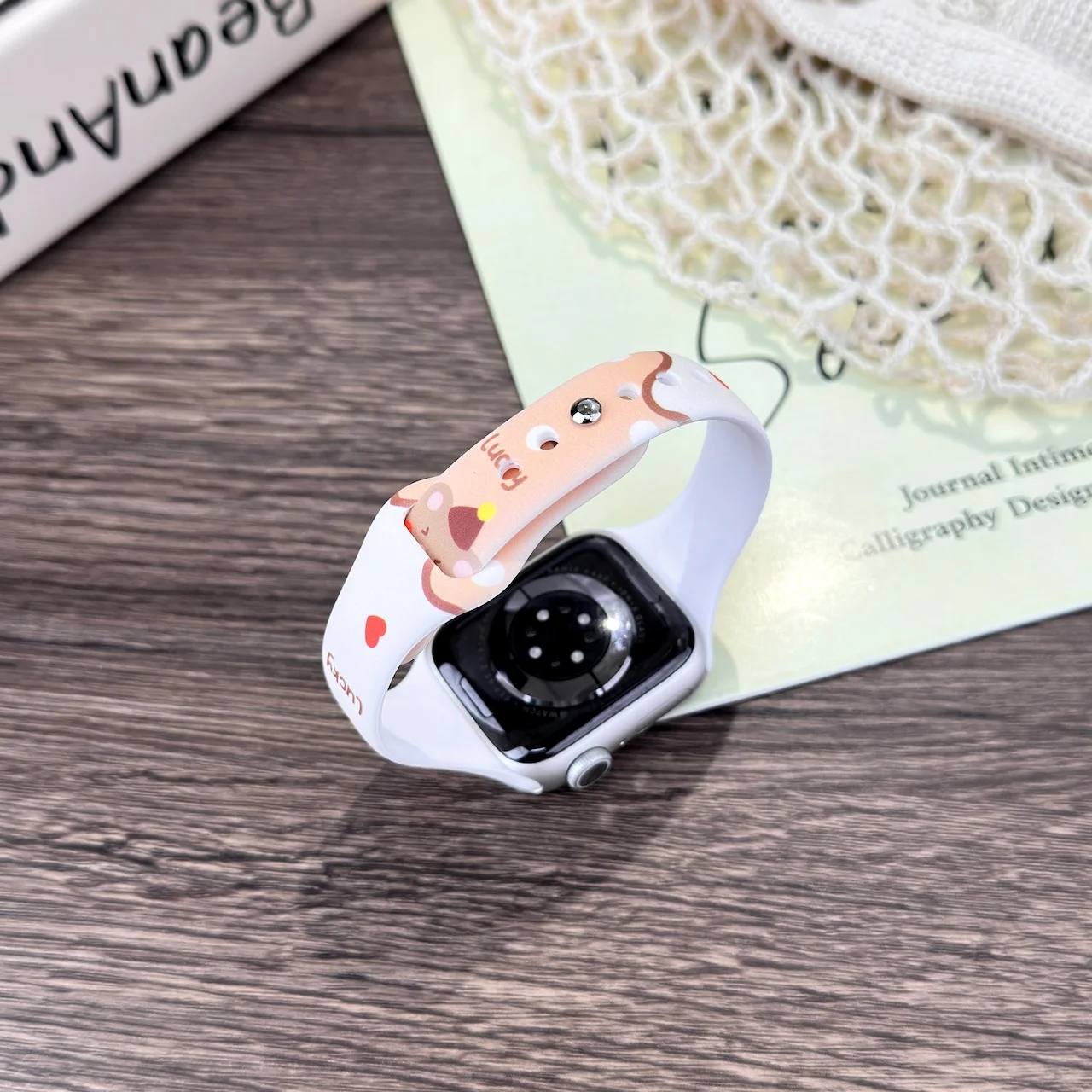Cute Animal Print Silicone Strap for Apple Watch 38/40/41/42/44/45/49mm Sweet Kawaii Replacement Wristband for iWatch Series - view 5