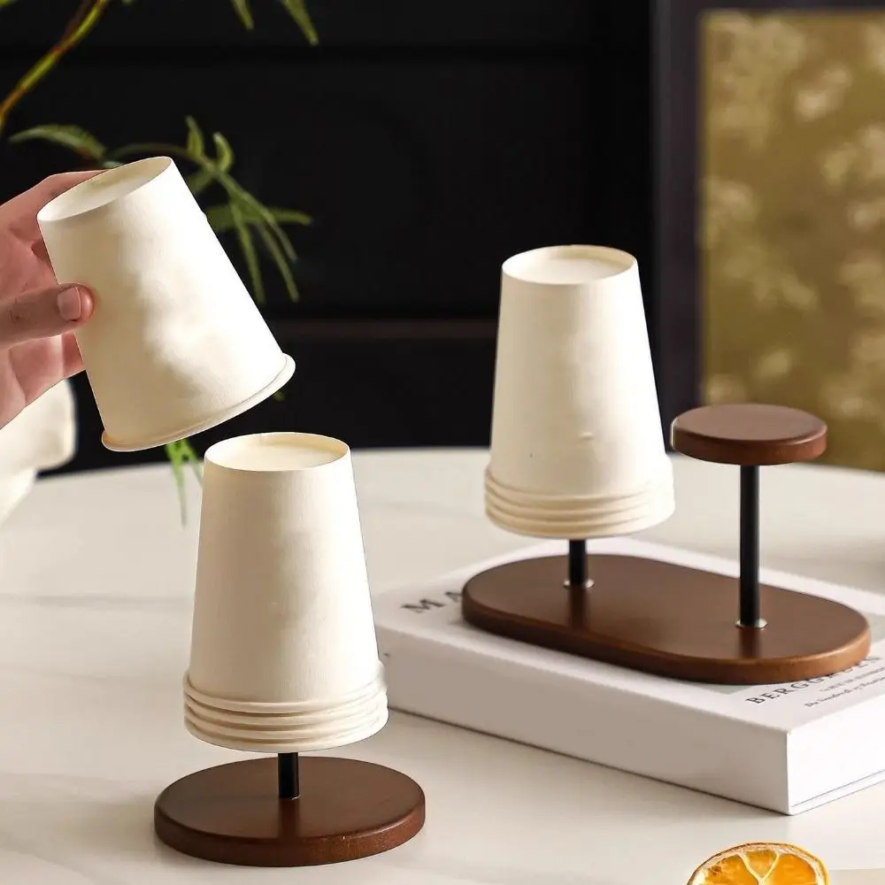 

Practical Wooden Paper Cup Storage Holder Vintage Simple Disposable Cup Dispenser Decorative Cup Storage Rack Home Supplies