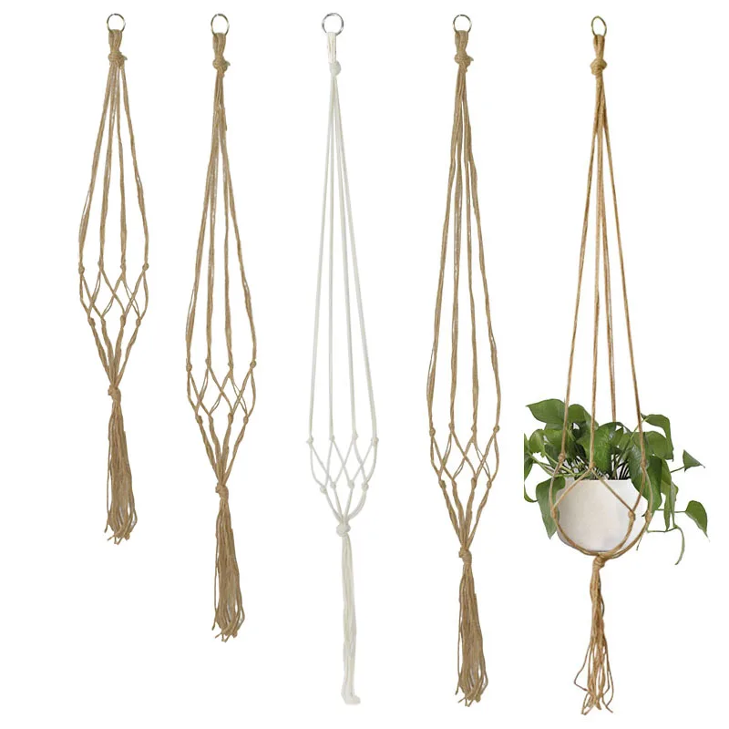 90/105/122cm Macrame Plant Hanger Baskets Flower Pots Holder Balcony Hanging Decor Knotted Lifting Rope Home Garden Supplies