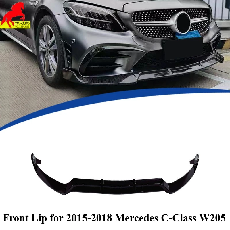 

Для 2015-2018 Mercedes Benz C-Class W205 седан/купе, 3-х предметный передний разделитель для губ, бампер, черный, глянцевый, ABS, автомобильные аксессуары, Стайлинг