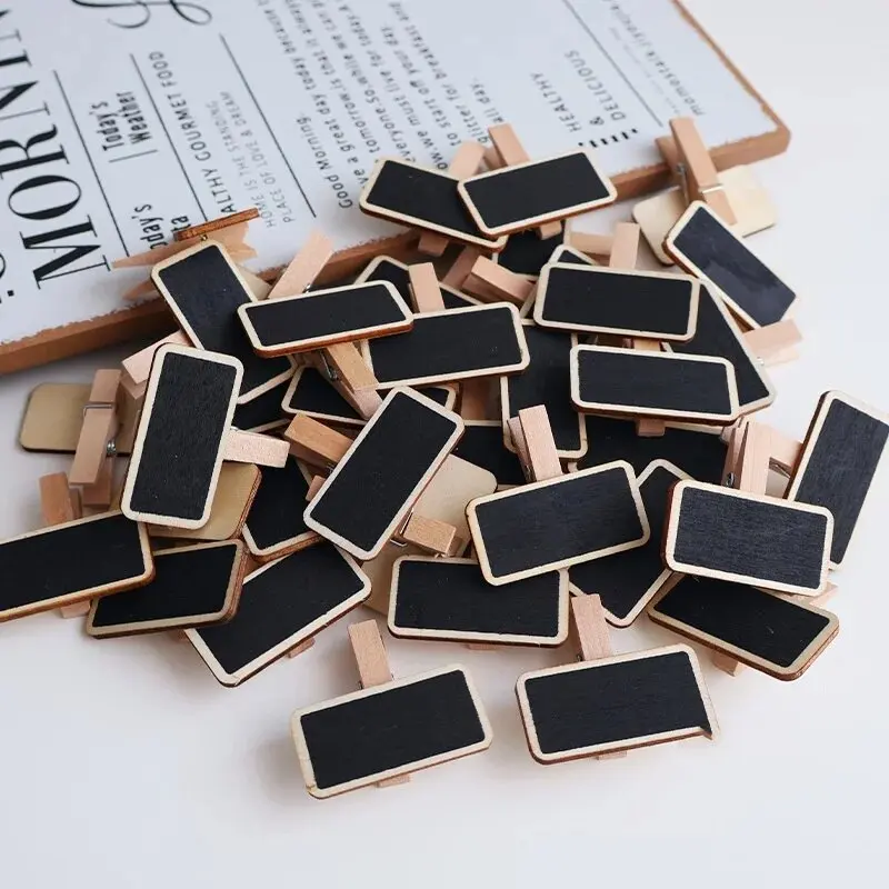 

10pcs Mini Wooden Chalkboard Clip Outdoor Gardening Label Decoration Price Tag Display Holder & Memo Note Clamp for Retail Store