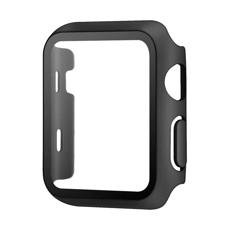 

For Apple Watch Series 10 46mm Watch Case Protective Hard PC Cover with Tempered Glass Film - Black