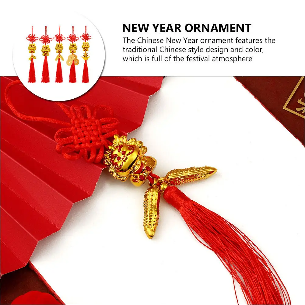 5Pcs Chinese New Year Dragon Tassel Pendant Hanging Ornament Classic Festival Home Wall Door Decoration for Spring Festival view 3