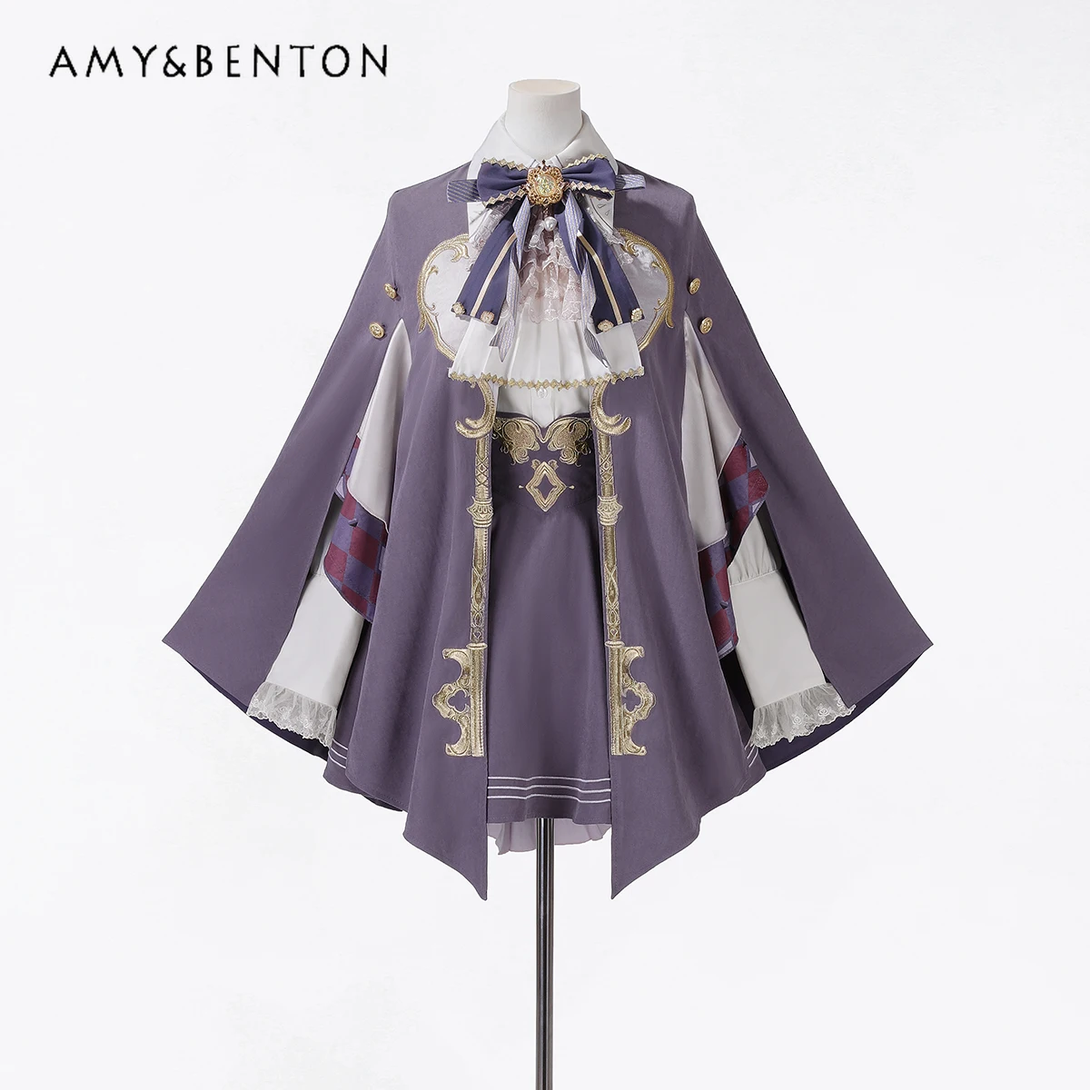 

Original Lolita Dress Cosplay Costume Gothic Retro Palace Style Handsome Long Sleeve Shirt Mini Skirt Cloak Three-piece Set