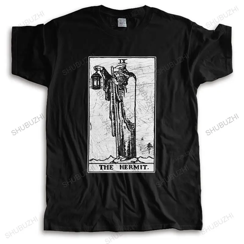 The Hermit Tarot Card T-Shirt Major Arcana Fortune Telling Occult T Shirts for Men Cotton Tees Short Sleeve Tops Gift Merch