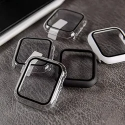 Glass+Matte Watch Cover for Apple Watch Case 45mm 41mm 44mm 40mm 42mm 38mm Bumper+Screen Protector for Iwatch SE 9 8 7 6 5 4 3 2