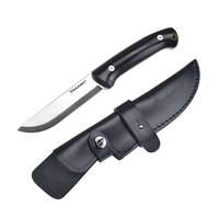 HARNDS Forester Bushcraft Sandvik 14C28N Full Tang Fixed Blade Knife Ebony G10 Handle Camping Outdoor Survival Leather kydex