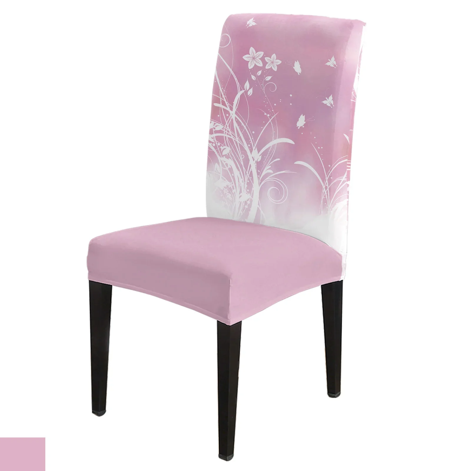 

Flower Butterfly Pink Dining Chair Cover 4/6/8PCS Spandex Elastic Chair Slipcover Case for Wedding Hotel Banquet Dining Room