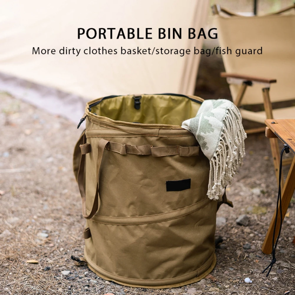 Foldable Dirty Clothes Basket Garden Yard Trash Bags Camping Trash Can Reusable For Garden Picnic