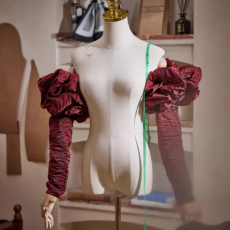 

Женское дизайнерское винно-красное платье с рукавами, женское винтажное вечернее платье для фотографии, перчатки для выступлений, R3217