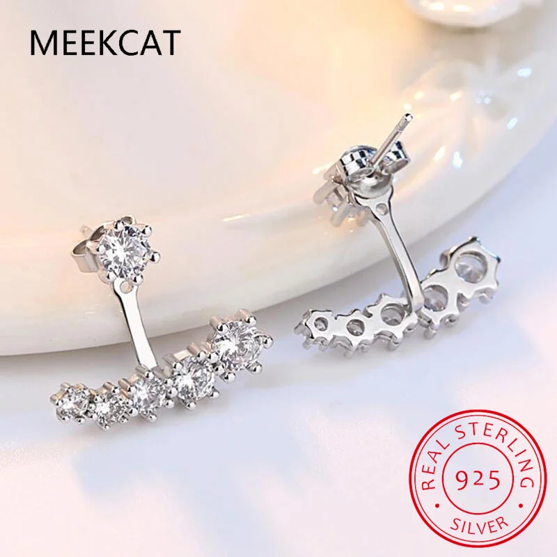 925 Sterling Silver Simple Korean Pave Zircon Mini Small Stud Earrings for Teen Women Daily Life Party Piercing Jewelry BKEJ305