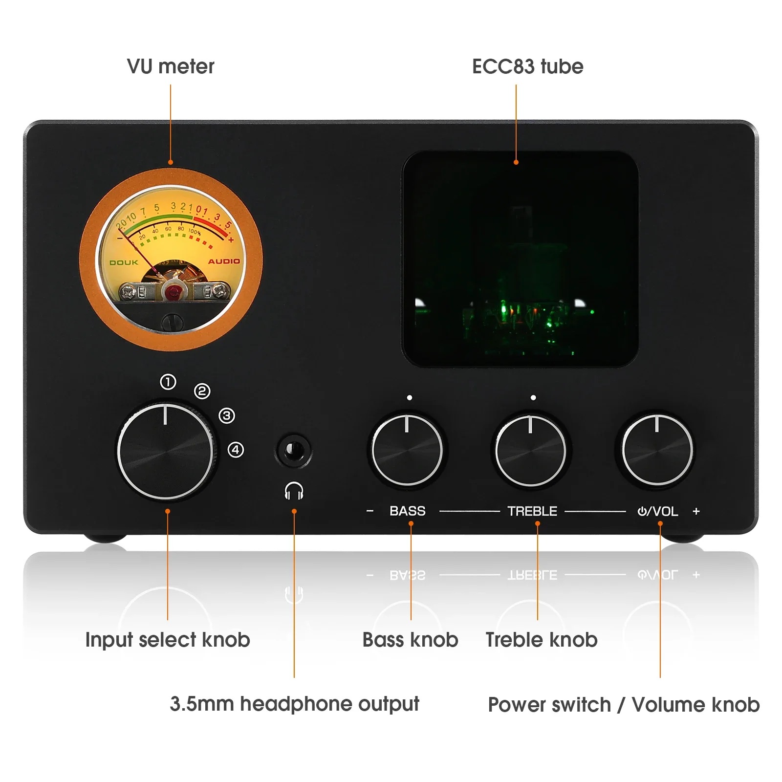 Nobsound TUBE-T5C 4-Way Audio Selector Splitter Mini Stereo Tube Preamp Headphone Amplifier with VU Meter