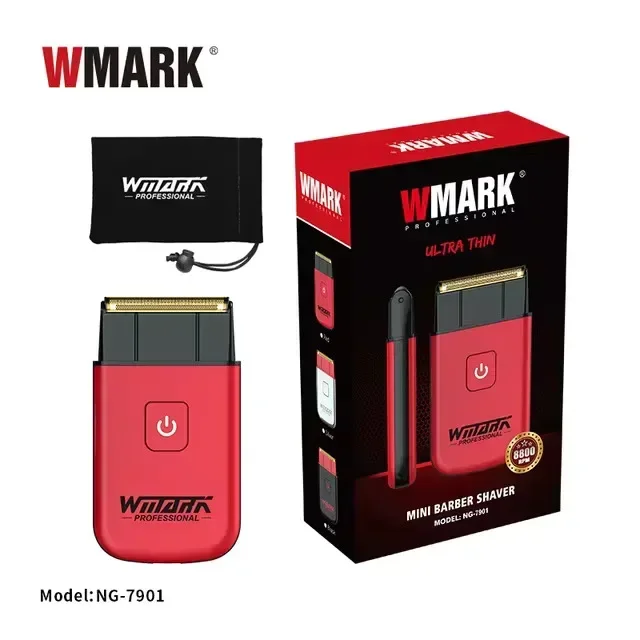 WMARK Профессиональная парикмахерская мини-бритва 7901 Машинка для стрижки волос Титановая двойная фольга 8800 об/мин Мужская бритва-триммер с дополнительной головкой бритвы