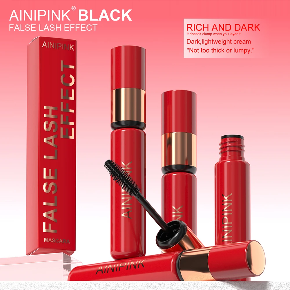 Ainipink Waterproof Fiber Lash Mascara Black Long-Lasting Formula Thick Curly Eyelashes Ideal Gift for Women