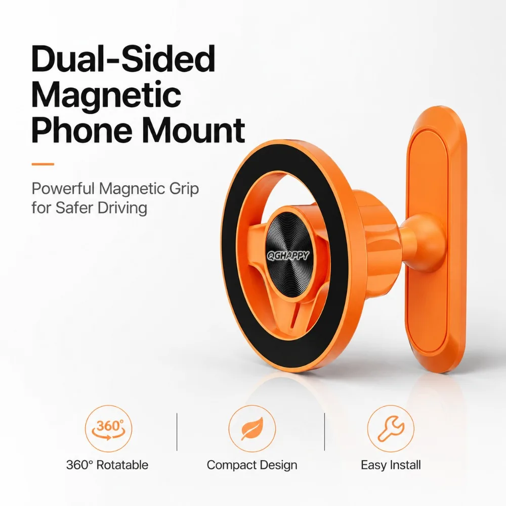 Support magnétique double pour téléphone de voiture, 360° °   Support métallique réglable pour MagSafe, pour iPhone 16 15 Pro Samsung Xiaomi Gym