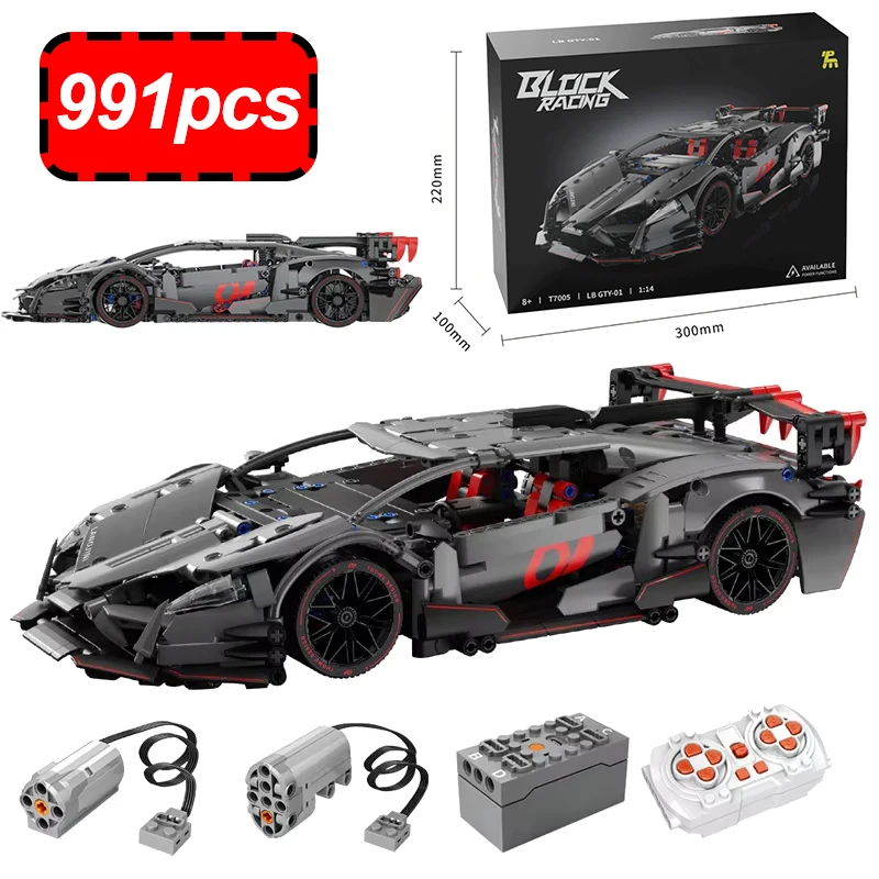 

1:14 MOC Технический пульт дистанционного управления, спортивный автомобиль, строительные блоки, радиоуправляемая модель дрифта, автомобиль, кирпичи, сборка игрушек для детей, подарок