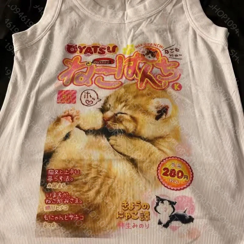 ملابس كيتي اللطيفة Y2k ملابس هاراجوكو ريترو قصيرة مطبوعة جمالية الجرونج بأكمام قصيرة ملابس نسائية ملابس شوجو