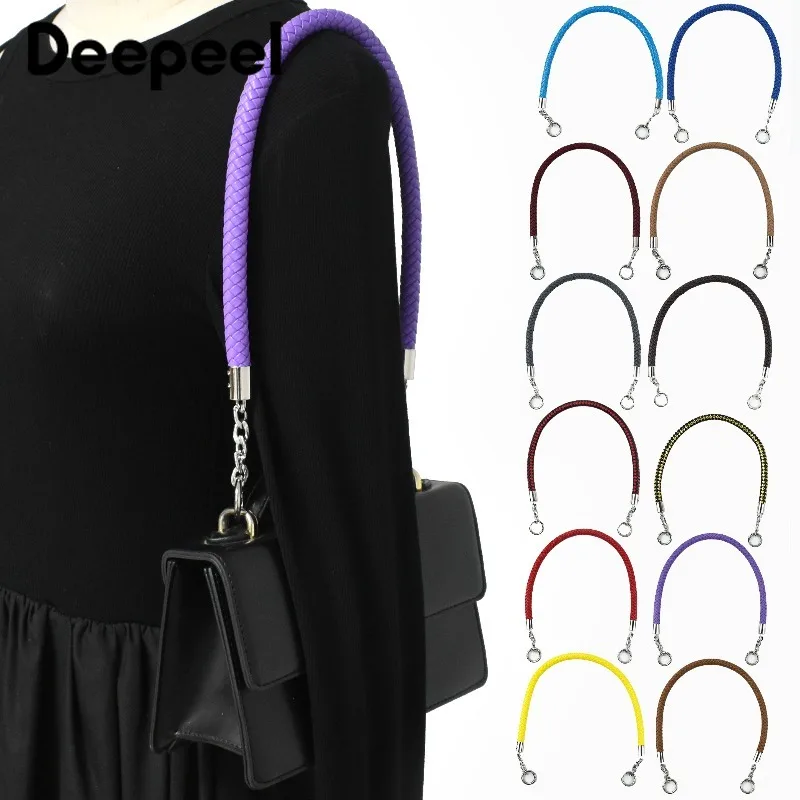 2Pcs 30/40/50/60cm Weave Rope Leather Bag Handles Handbag Shoulder Straps DIY Handmade Purse Replace Chain  Accessories