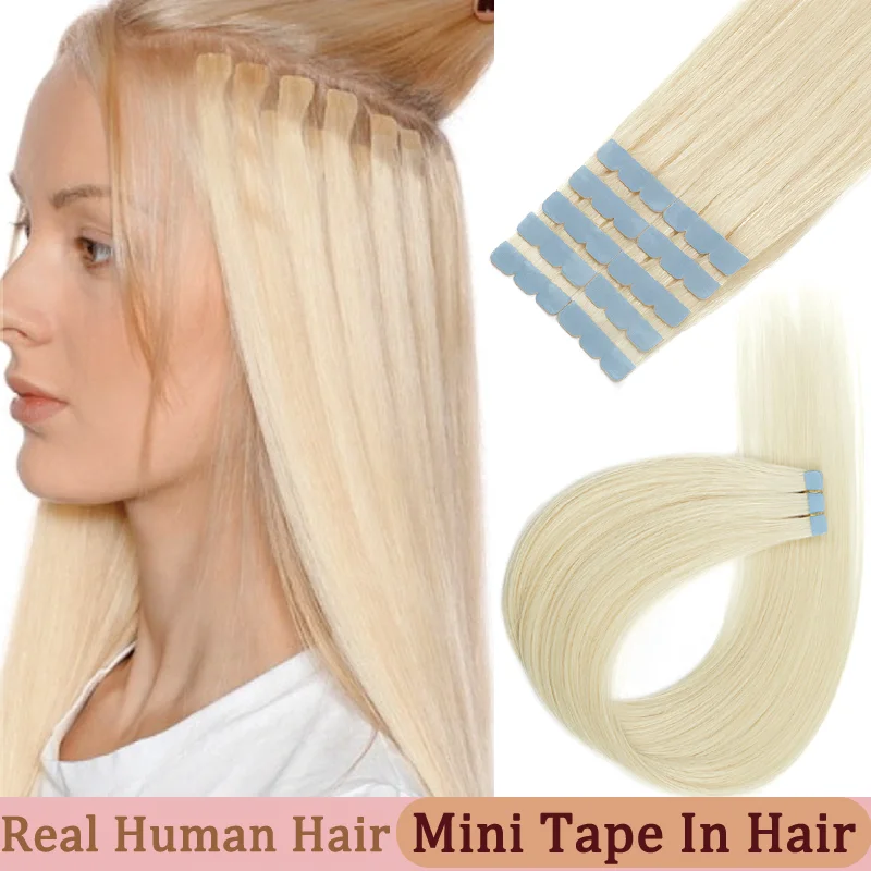 Multi Color Mini Skin Tape In Human Hair Extensions 10 Pieces 12 Inch To 20 Inch Multiple Color Options Remy Hair Natural Comfortable Wear for Women Thickening And Lengthening