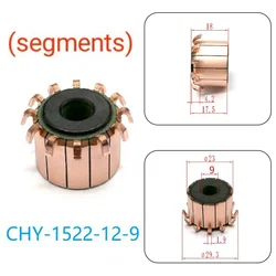 Commutateur de moteur électrique pour mini perceuse, commutateur de moteur à armature, 9 × 23 × 17.5(18) mm, 12P, dents, type crochet en cuivre, 1PC