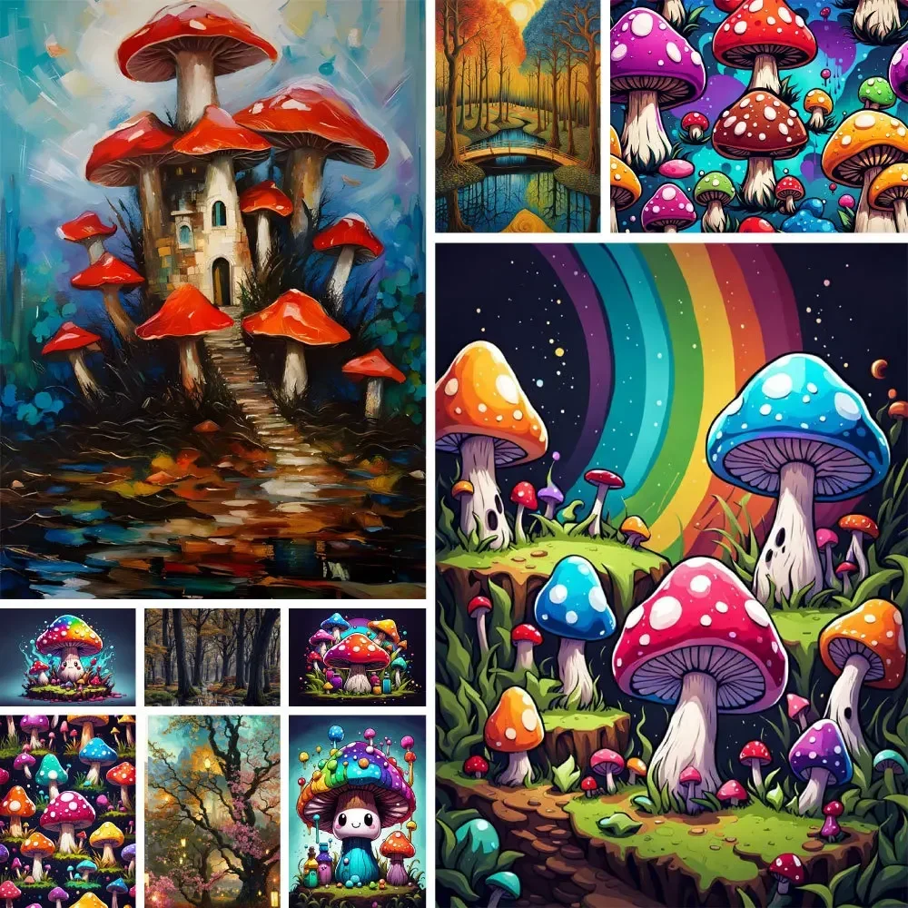 

567599 Scenery Fantasy Mushroom Paint By Number Custom Art Arts And Crafts For Adults Room Decoration Child's Gift Free Shipping