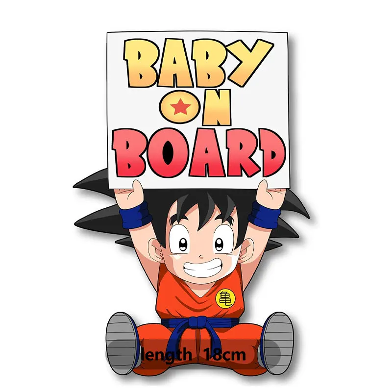 Super Cute Anime Dragon Ball Baby on Board Sticker Waterproof Sunscreen PVC Decal for Bumper Cars Window Sticker