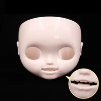 DBS Blyth Doll Icy Customized Face Open Mouth with Teeth Tongue White Skin Lips Carves Eyebrow Face with Backplate and Screws 5