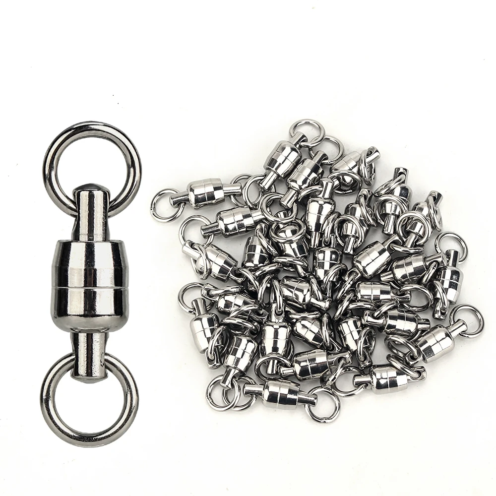 DNDYUJU 30pcs Fishing Swivels Stainless Steel Ball Bearing Swivel with Solid Ring Rolling Swivel for Carp Fishing Accessories