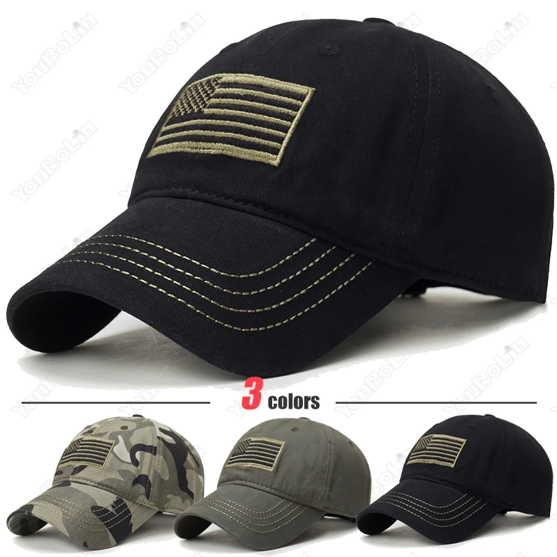 New Fashion Classic Unisex American Flag Embroidered Pattern Cotton Adjustable Baseball Cap