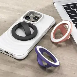 For Magsafe Magnetic Phone Back Grip Metal Plate Ring Strong Adsorption Finger Ring Holder Liquid Silicone Creative Phone Mount
