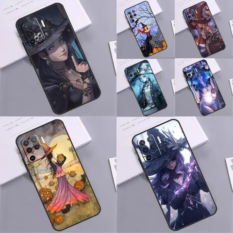 Halloween Witch Girl Art Case per OPPO A54 A74 A94 A17 A57 A77 A57S A5 A9 A53 A15 A16 A76 A96 A52 A72 A58 A78 A98