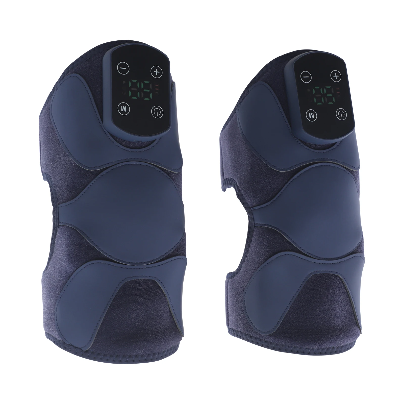 แผ่นรองเข่านวดไฟฟ้าสีน้ำเงินเข้ม 5V, เครื่องนวดเข่า, เครื่องนวดเข่าแบบให้ความร้อนและสั่นสะเทือนสำหรับรอบต้นขาสูงสุด 16.9 นิ้ว