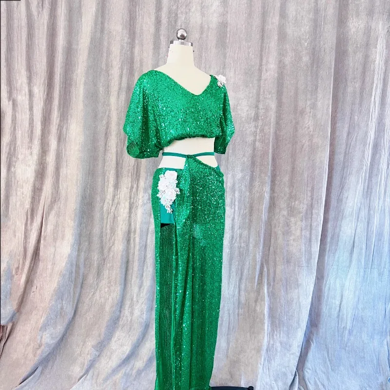 Customized Belly Dance Costumes Eastern Dancewear Practice Costume Performance Costume Group Clothes Sequin Set