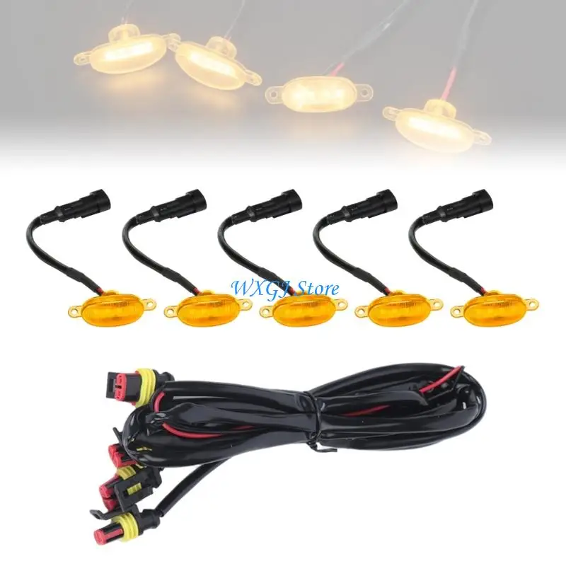 37JE LED Grille Light 12V 6W Five-Light Set with One-to-Five Harness for Daily Driving Front Styling on Pickups