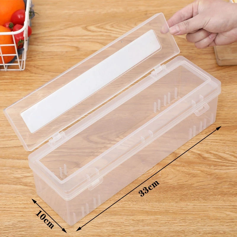 Adjustable Sliding Cutting Machine Packaging Storage Box Plastic Packaging Knife Style Cling Film Cutting Box Easy to Tear Off