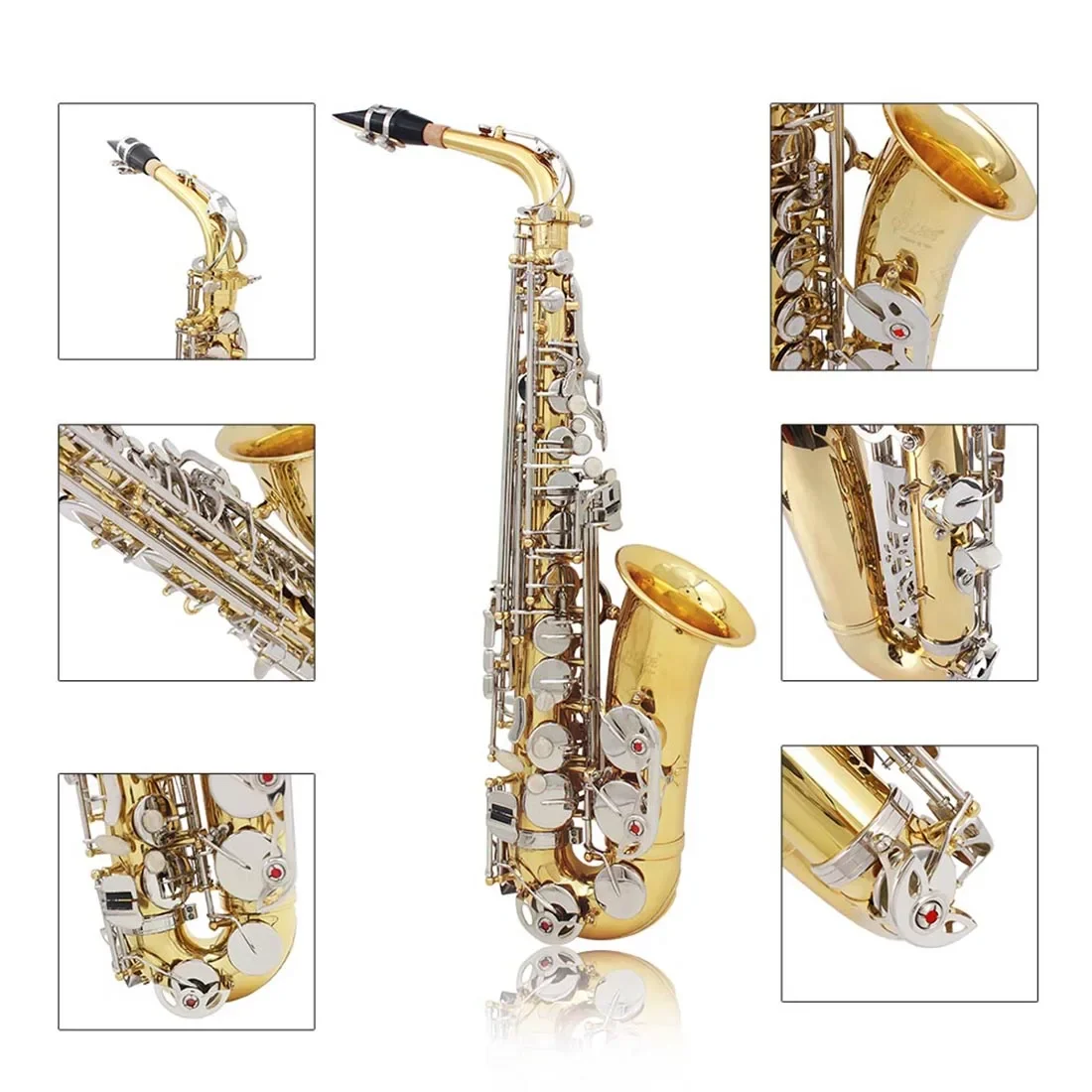 SLADE-Saxophone alto mi bémol, calcul professionnel, vent, laiton, laque or, mi bémol, avec étui, pièces et accessoires