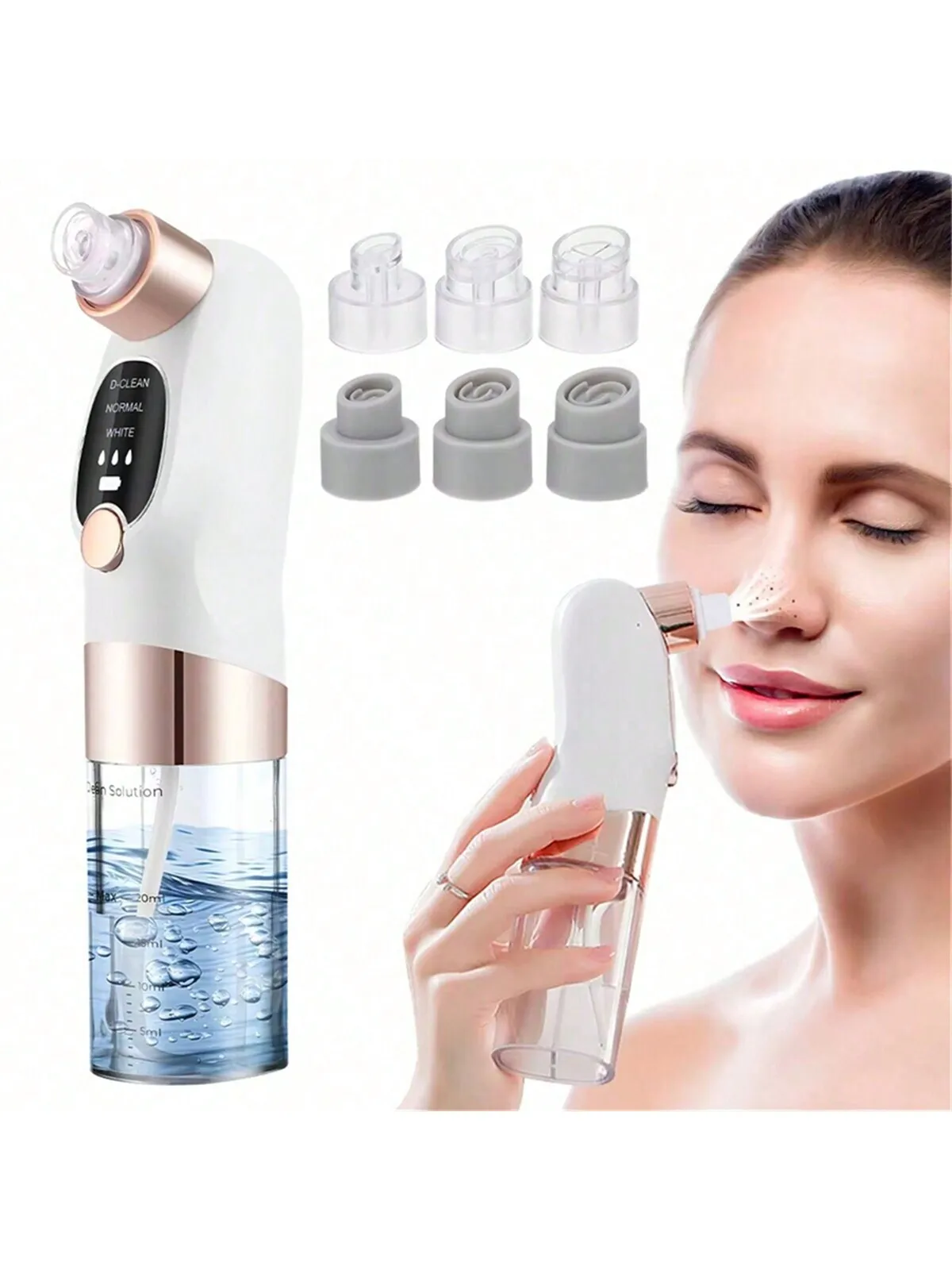 

Newest Water Circulation Pore Vacuum Cleaner Pimple Extractor Tools with 6 Suction Heads,3 Gears Adjustable Beauty Device