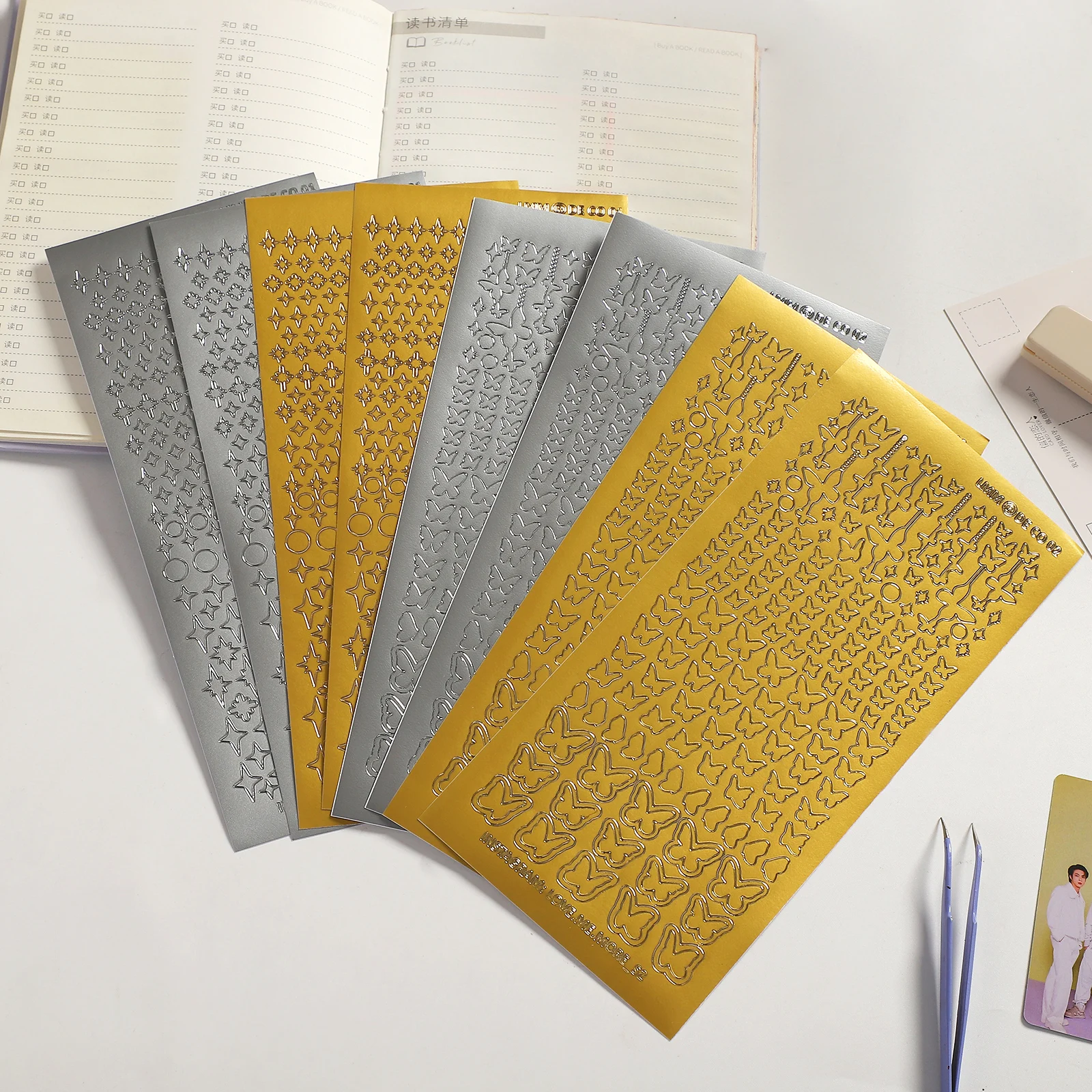 2 Pack/set Bronzing Hot Silver Flower Series PVC Goo Card Sticker Creative DIY Handbook Collage Decor Stationery