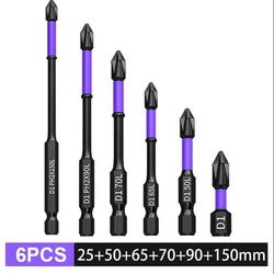 Magnetic D1 Anti-shock Batch Head High Hardness Non-Slip Impact Bits Cross 25/50/65/70/90/150mm Ph2 Screwdriver Set