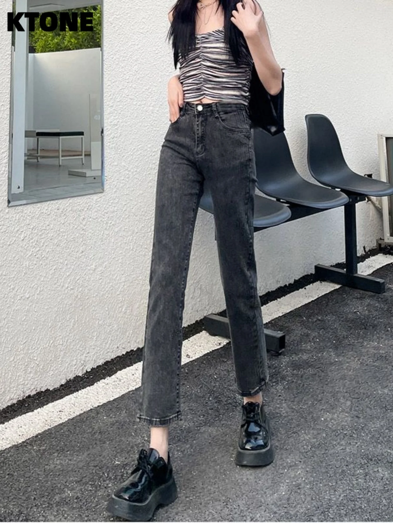 

Серые узкие джинсы Slim Fit для мужчин Y2k Drip, унисекс, оригинальный повседневный стиль, без аксессуаров и ремней.